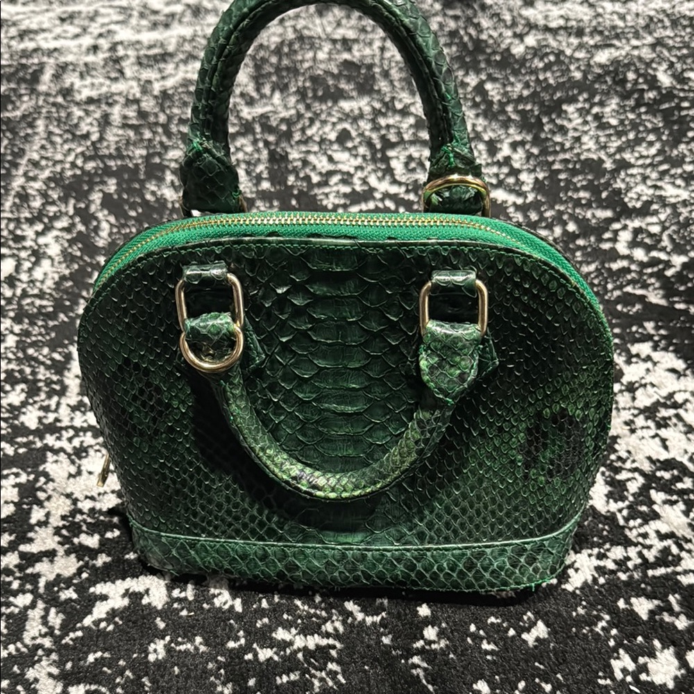 Emerald Green Mini Bag with Reptilian Texture